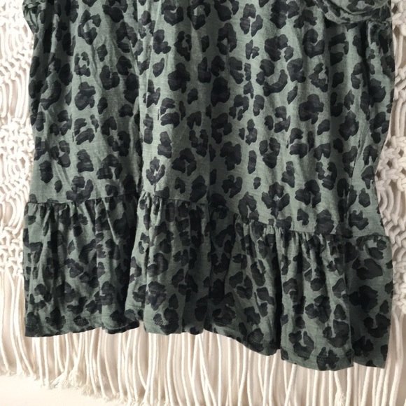 Lucky Brand boho green & black Leopard print animal print, ruffled botto… - Picture 3 of 8
